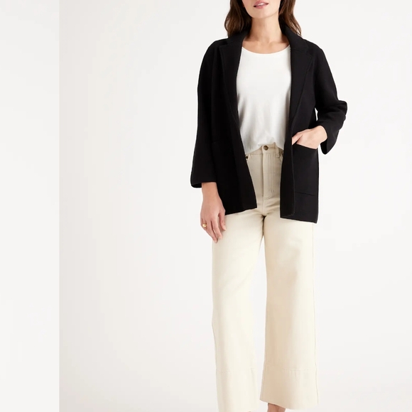 NWT Quince Women's Black Blazer 100% Organic Cotton - Picture 2 of 8